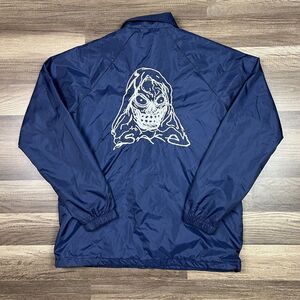 Vintage Sakeworld Grim Reaper Black Embroidered Windbreaker RARE Sz Small